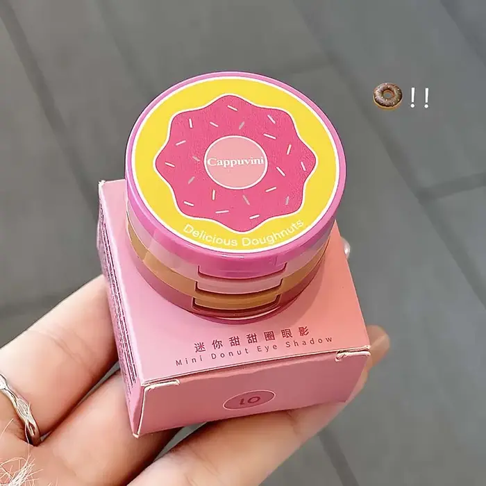 Trio de fard à paupières en forme de beignet - Matte & Pearl Shimmer - Usage quotidien tout-en-un - Mini palette mignonne