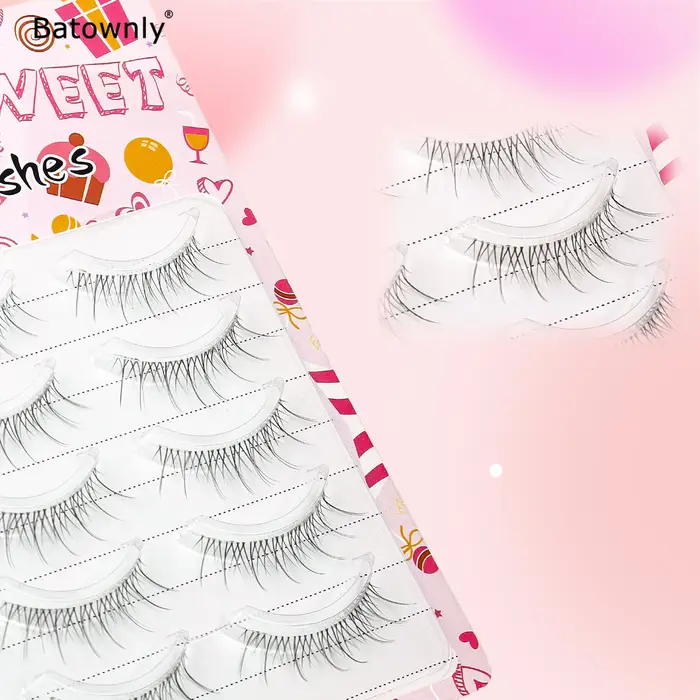 5 paires de faux cils, style naturel et transparent