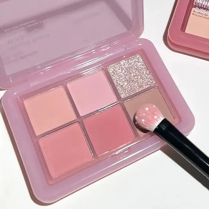 Palette de fards à paupières rose clair à paillettes, mat, scintillant, Orange, marron, brillant, 4