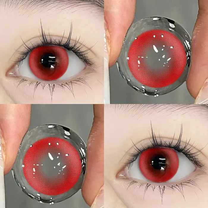 KSSEYE 2 pièces lentilles de Contact rouges avec Prescription beauté élèves naturel doux yeux