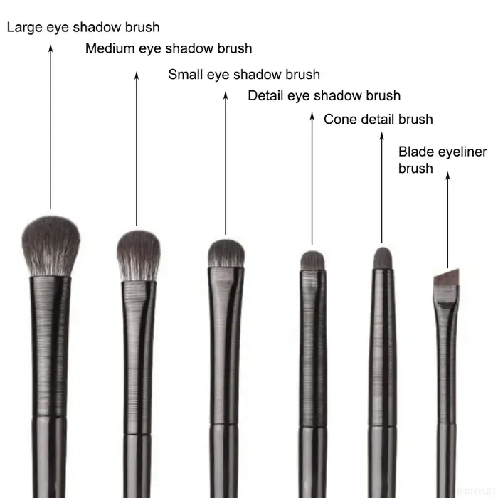 Ensemble de pinceaux de maquillage pour les yeux noirs, 6 pièces, pour contour professionnel, fard à paupières, Eyeliner, mélange Portable, outil cosmétique de beauté du visage