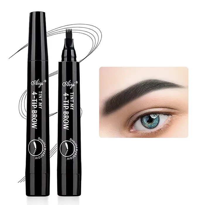 Crayon à 4 fourches pour microblading, maquillage pour les yeux, résistant à l'eau, naturel, longue