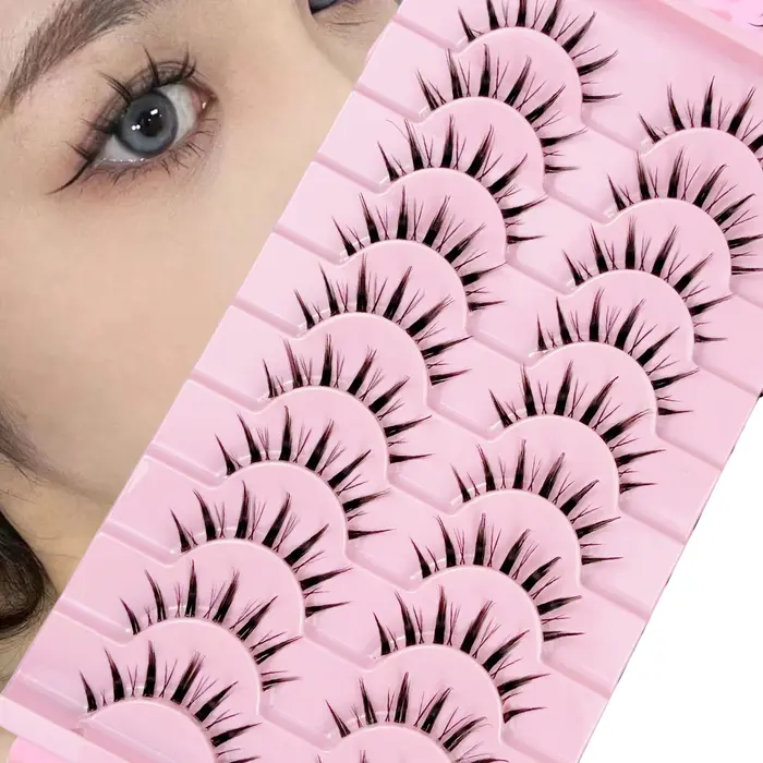 10 paires de faux cils de style anime diabolique