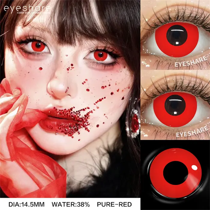 EYESHARE Vampire Red Eye Lentilles Halloween Lentilles de contact colorées Diable Cosplay Blanc Anime Eye Lentille avec des élèves roses pour la fête