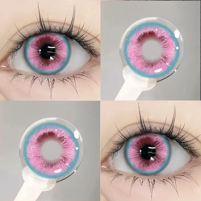 Paire Halloween Cosplay lentilles de Contact colorées pour les yeux Anime noir blanc couleur Contacts cosmétiques