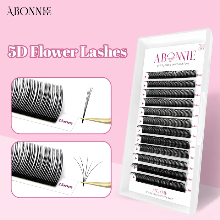 ABONNIE noir marron 5D fleur pointes fée faux cils individuels facile ventilateurs 5D