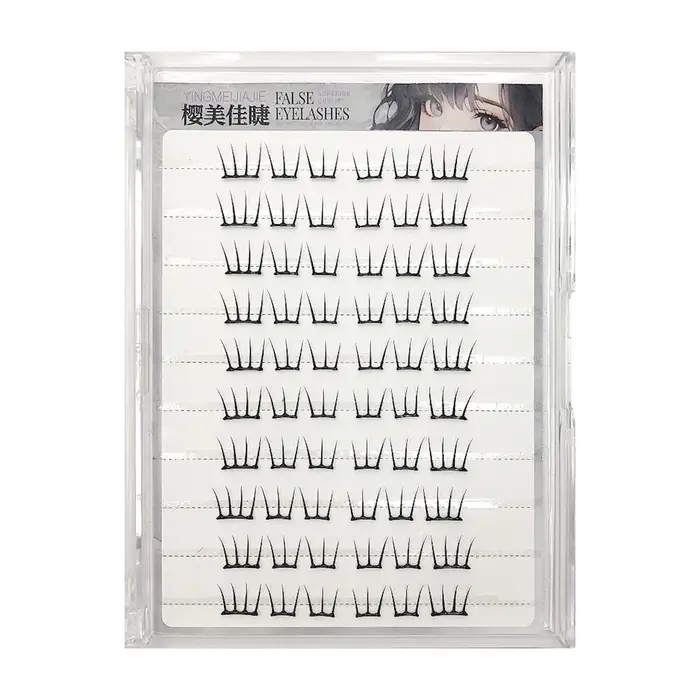 10 rangées coréen fille groupe Style faux cils U forme vaporeux idole cils agrandir les yeux naturel