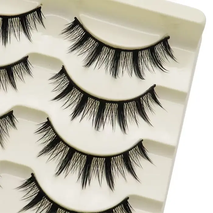 Cils noirs cils yeux de chat bande croisée faux cils naturel Long Cosplay maquillage 5 paires Extension de cils de vison Cilios