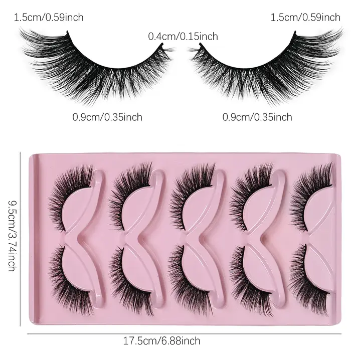 5 paires de cils oeil de chat faux