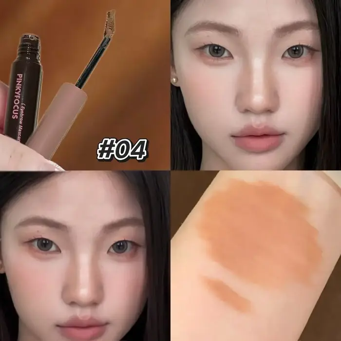 Mascara à sourcils effet velours léger, pigment durable et modulable, résistant aux taches, pour un maquillage des sourcils naturel, doux et volumineux.