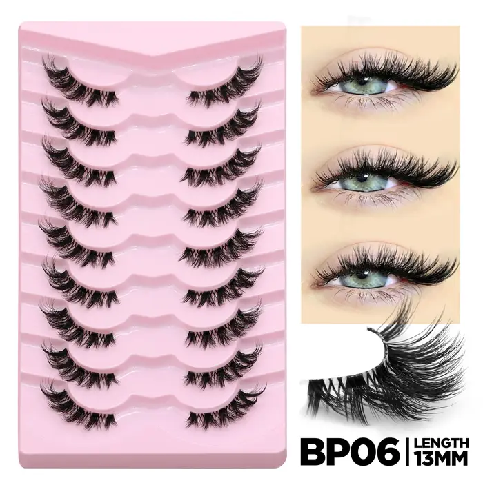 GROINNEYA Demi-cils cils pour les yeux de chat naturel