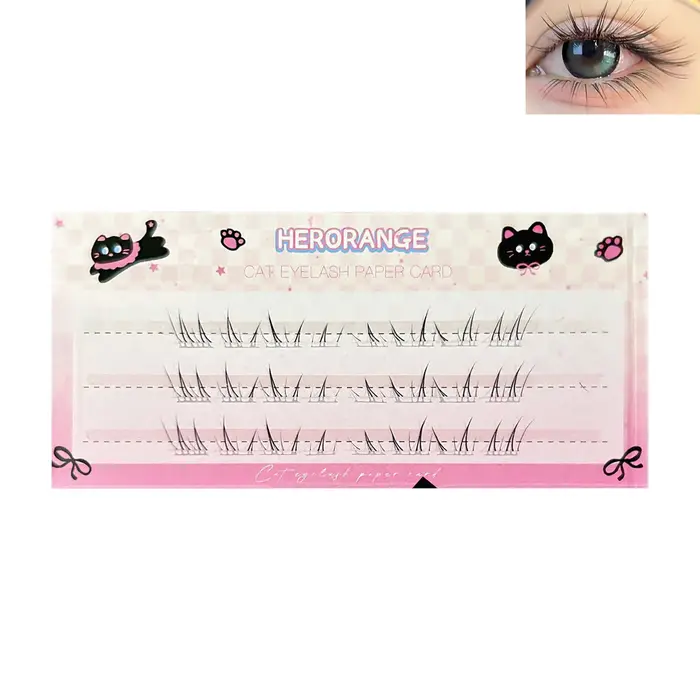 3/6/10 rangées Dense moelleux yeux de chat bande dessinée faux cils inférieurs Extension aspect natu