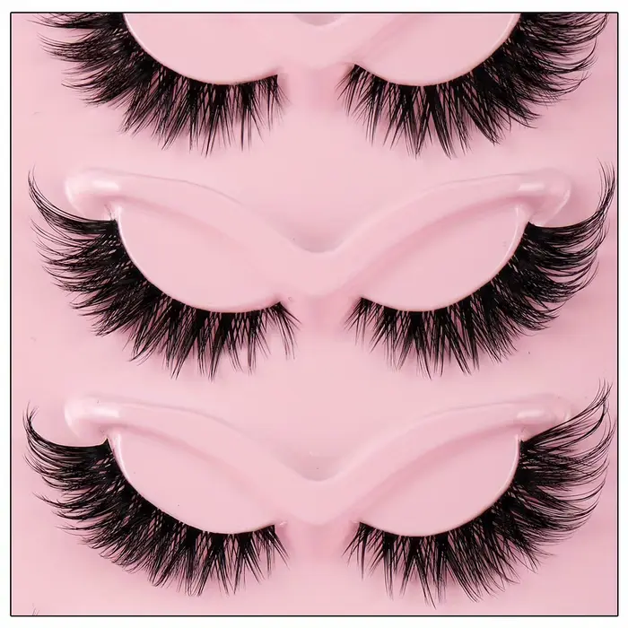 Faux cils longs et naturels en forme d'œil de chat, accessoire de maquillage, 3 boîtes (15 paires)