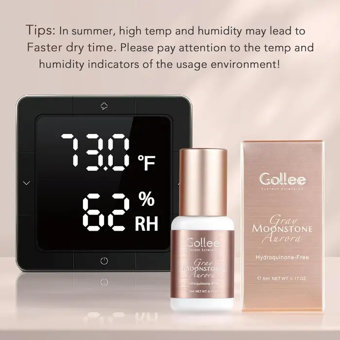 GOLLEE – colle pour extensions de cils grise, 0.5-1 secondes, séchage rapide, rétention, 6-8 semaine