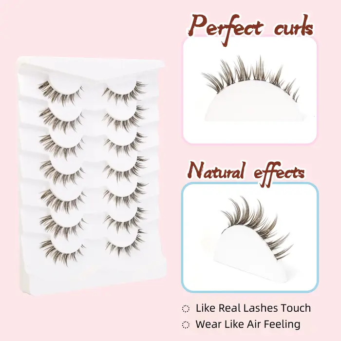 7 paires de faux cils brun foncé