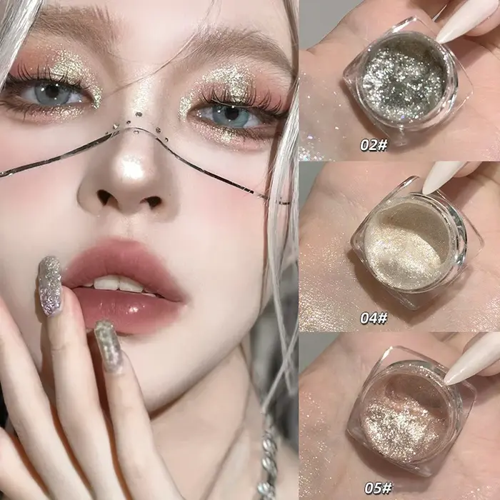 Pots de fard à paupières en Gel liquide à paillettes éblouissantes