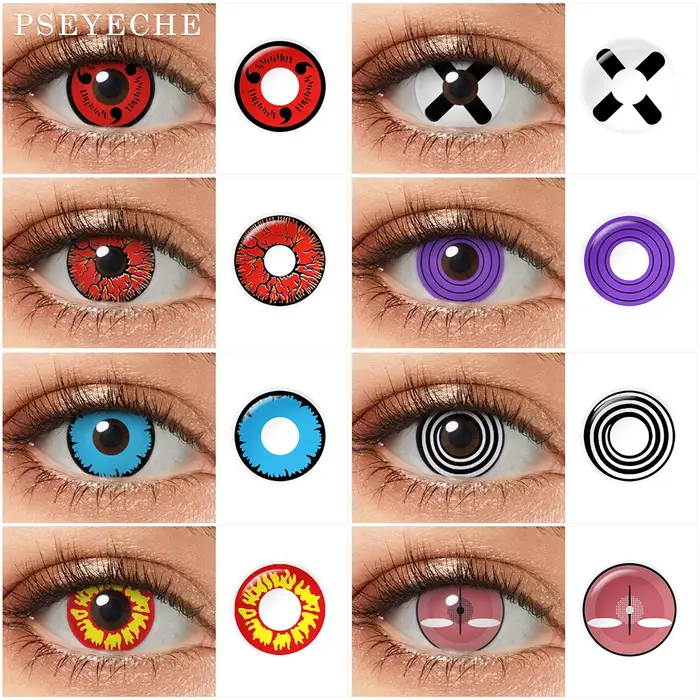 Pseyeche 14MM Sharingan Rinnegan Halloween lentilles de Contact Sclera