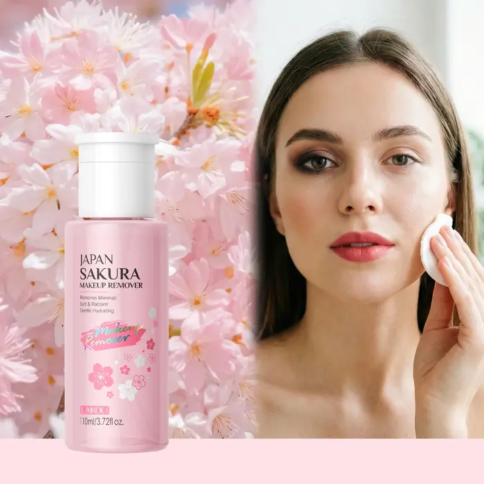 Démaquillant LAIKOU Japan Sakura 110ml, nettoie le maquillage, apaise les peaux sèches, démaquillant