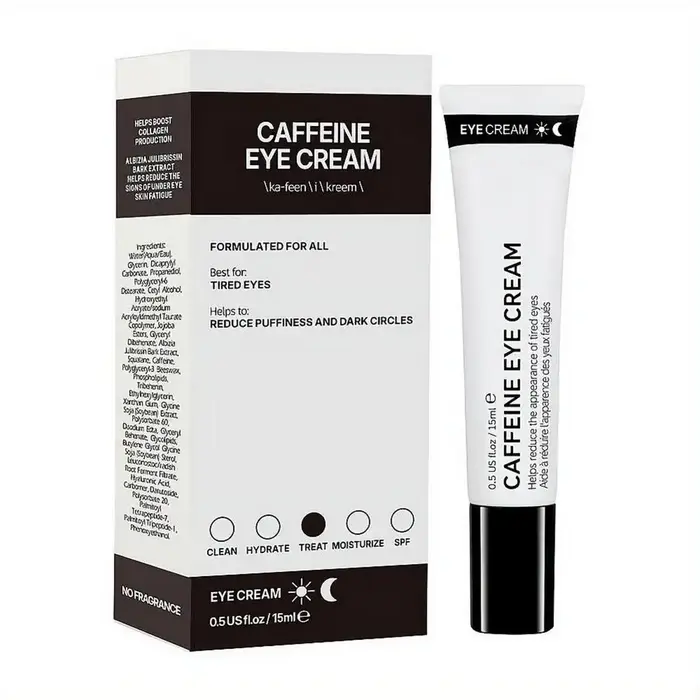 Crème pour les yeux à la caféine, riche en ingrédients raffermissants, améliore efficacement et de manière significative les cernes et les poches sous les yeux, soin de la peau