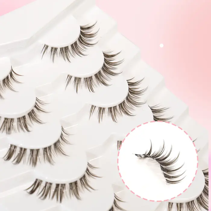 7 paires de faux cils brun foncé