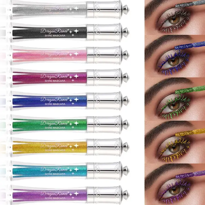 Mascara coloré diamant brillant bleu paillettes scintillantes