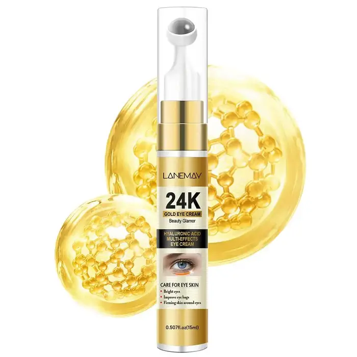 Crème pour les yeux à l'or 24 carats, sérum raffermissant pour les yeux, hydrate, atténue les ridule