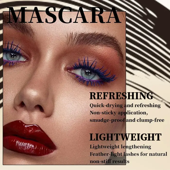 QIBEST Mascara en soie avec grands yeux, Extension de Mascara noir solide et durable, imperméable et sans agglomération, maquillage de Mascara poussé