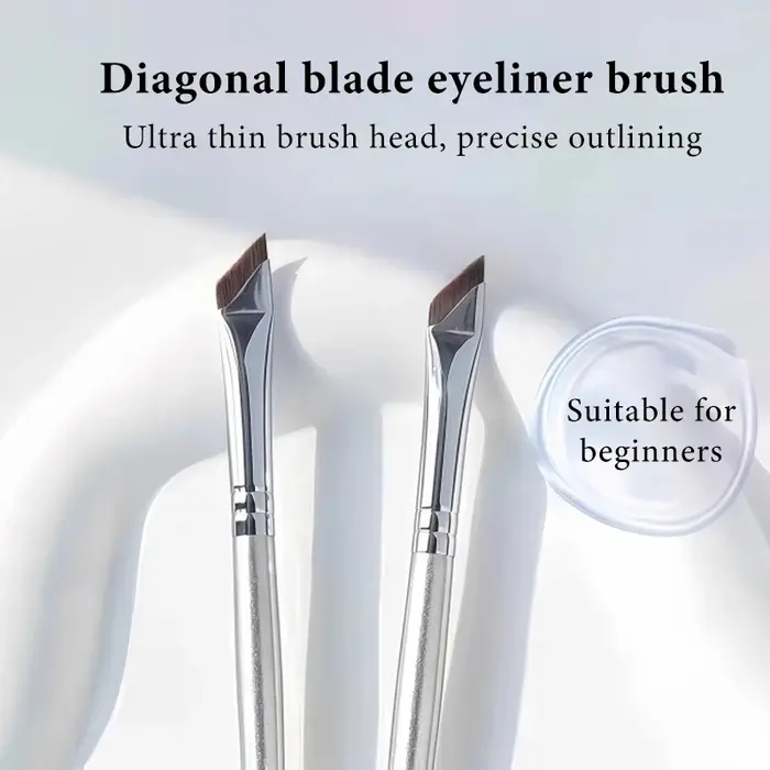 1/2/3 Pinceaux professionnels ultra-fins angulaires pour eye-liner, pinceaux plats à angle fin pour le contour des sourcils, pinceaux de précision pour le maquillage du visage, outils de maquillage