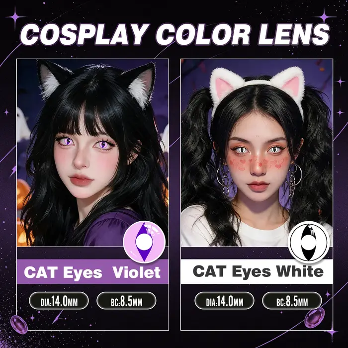 VISUASHOW Lentilles de contact colorées Anime Eyes, 1 paire, usage semi-annuel, effet petite pupille, lentilles blanches pour Cosplay et beauté
